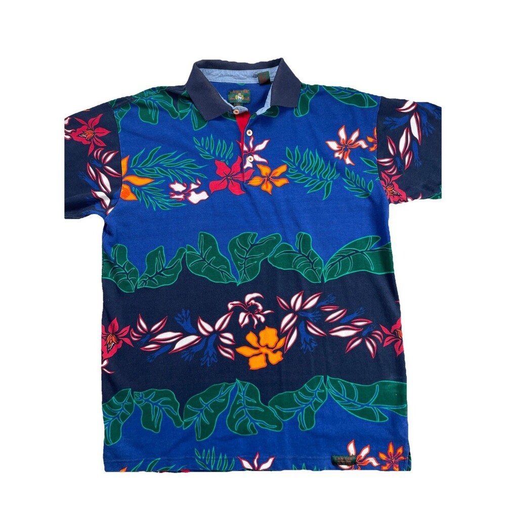 Vtg Johnny Lambs Polo Mens Extra Large Hawaiian Floral Watercolor Lawyer Italy